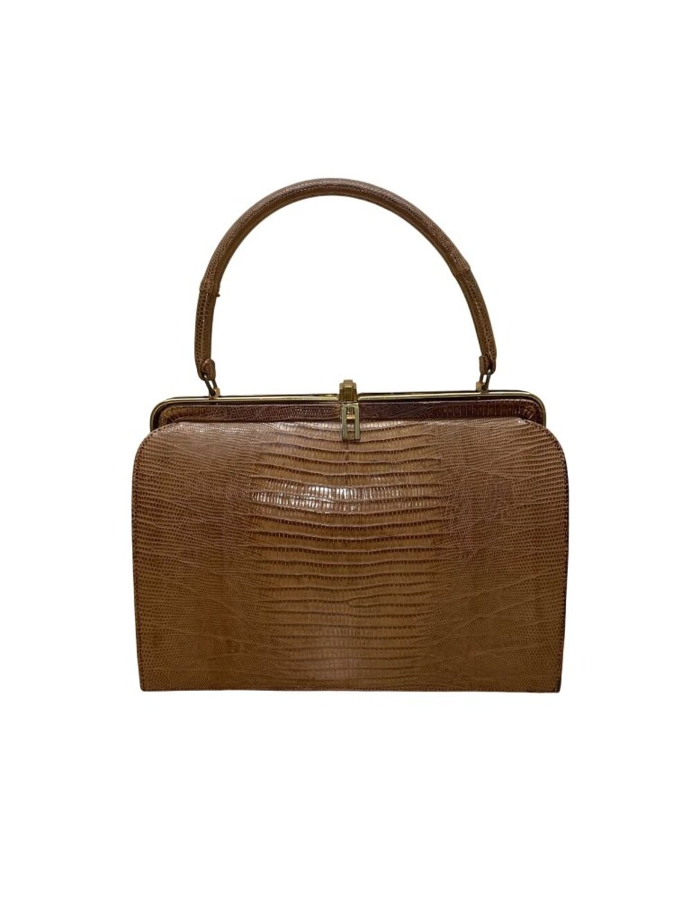 Vintage Bellestone Women’s Brown Croc Embossed Leather W Accessories Satchel Bag